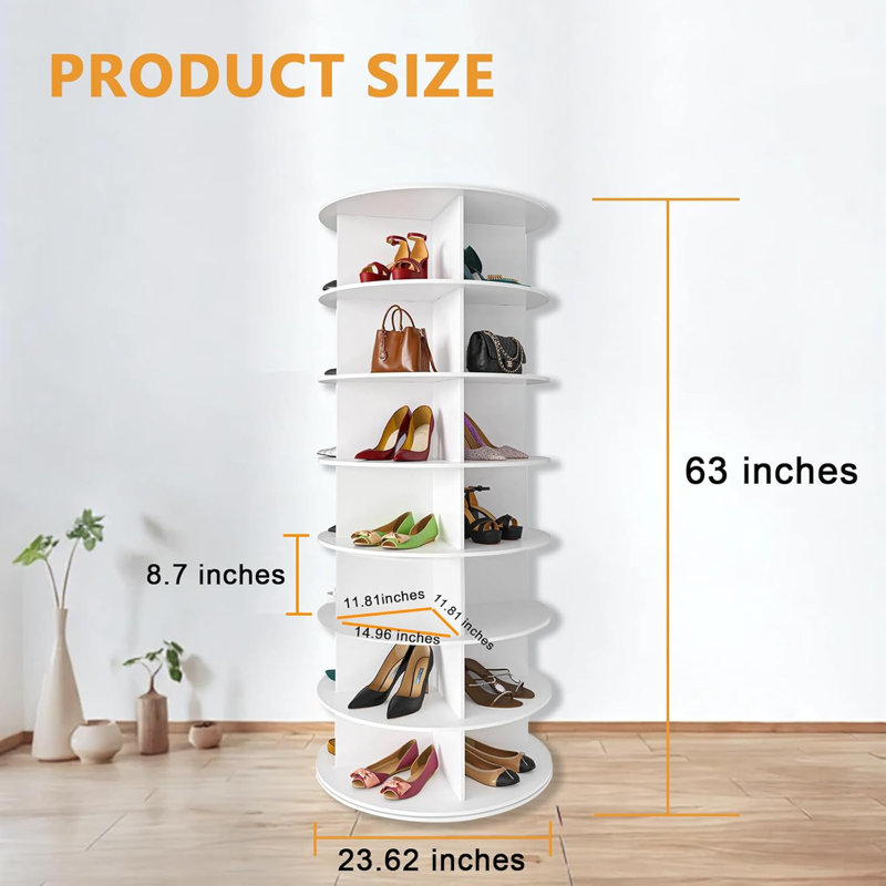 Rotating Shoe Rack Tower 7-Tier Handbag Storage Organizer Display Carousel