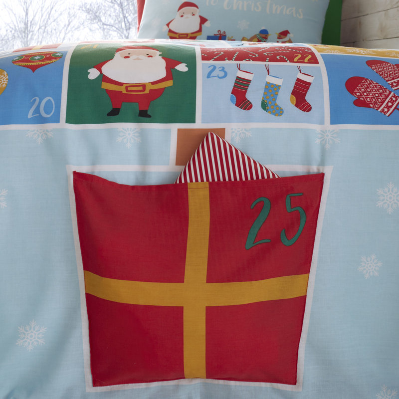 Countdown To Christmas Reversible Duvet Cover Set with Pillowcases, Double Duvet Cover + 2 Standard Pillowcases
