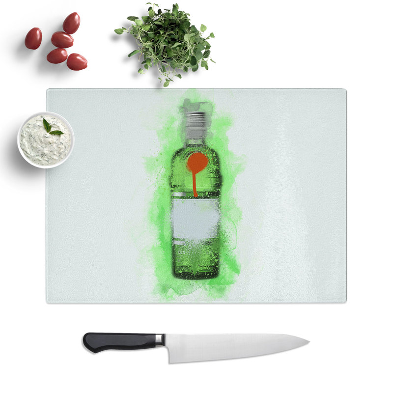 Gin Bottle Chopping Board, 0.4cm H x 28.5cm W x 39cm L