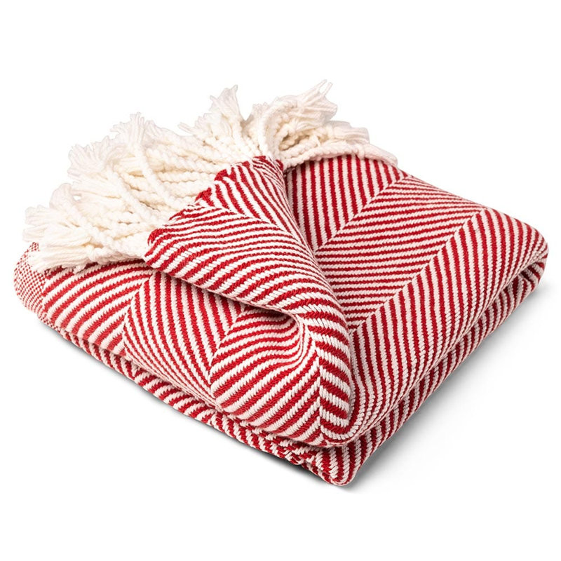 Jeté en coton Coastal Monhegan, Chevron rouge