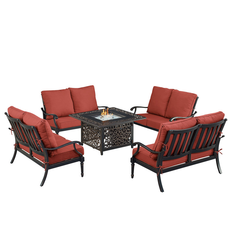 Paigton 8 - Person Patio Conversation Set with Cushions, Red
