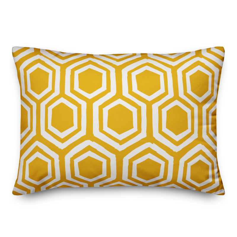 Coussin Honeycomb, Jaune / blanc