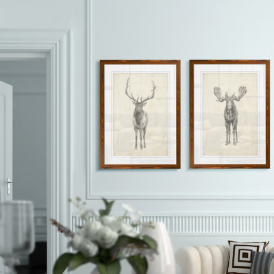 «Moose Study» par Antonyus Bunjamin (Abe), ensemble de 2 reproductions d'art sur toile