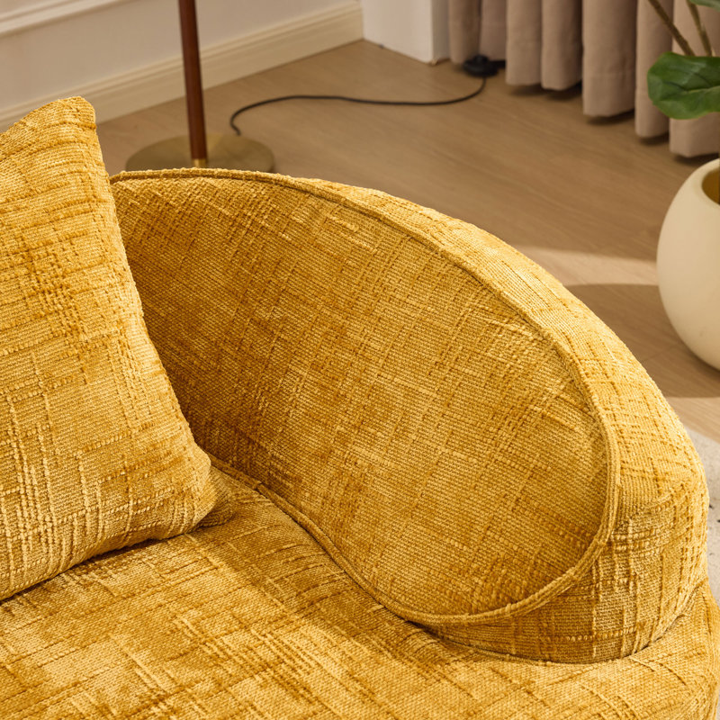 Boneless 66.93'' Chenille Curved Two - Person Compress Sofa, Yellow Chenille