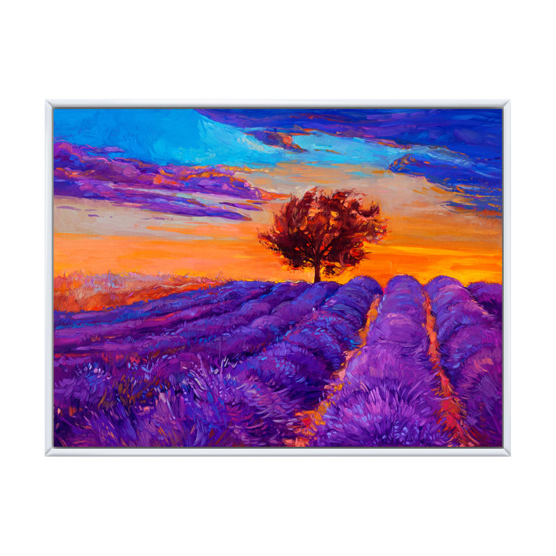 " Lavender Fields ", 24" H x 36" W x 1" D, White Floater Framed