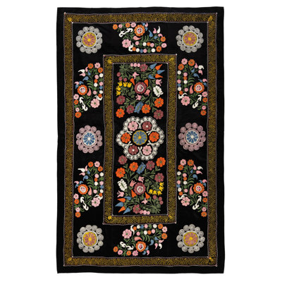 Housse de lit brodée en soie 51 po x 81 po. Décoration murale traditionnelle