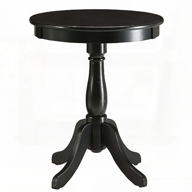 Table d'appoint de style chalet noir avec piédestal tourné et 4 pieds, Noir