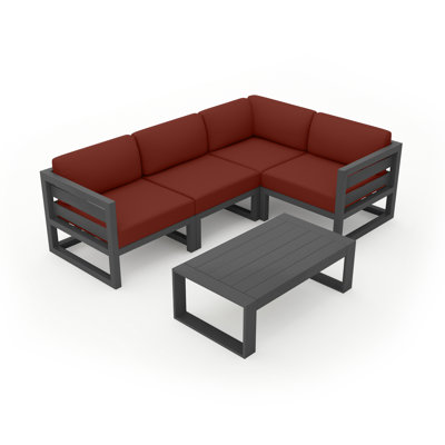 Avion 5 Piece Sectional Set - Black
