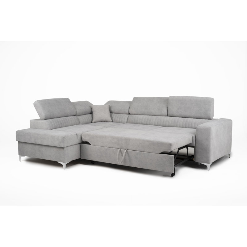 Lauren Corner Sofa Bed, Left Hand Facing, Silver