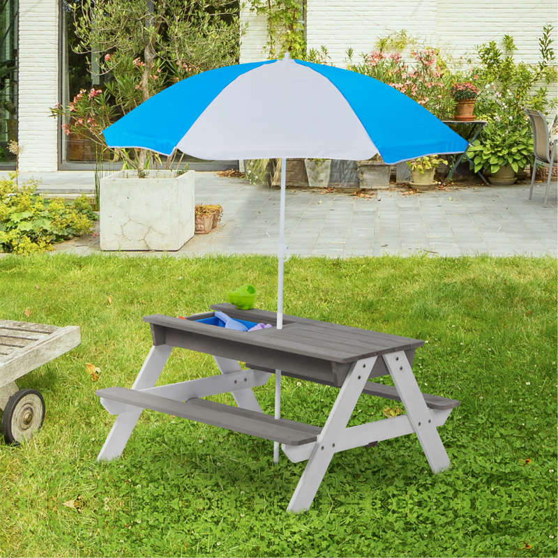 Solid Wood Outdoor Picnic Table , 34.84 " W 37 " D