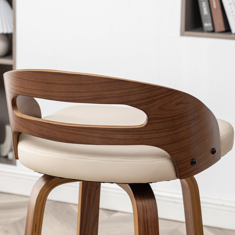 Mahtab Modern Upholstered Swivel Counter Stools (Set of 3), Beige, Counter Stool (25.19” Seat Height)