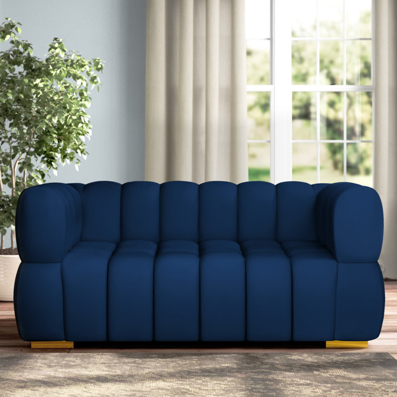 Tavarez 68'' Velvet Loveseat, Navy Velvet