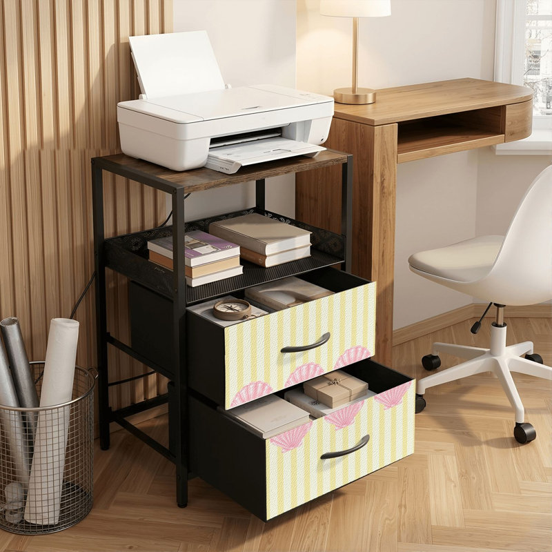 Table de chevet 2 tiroirs avec station de charge, table de chevet pour chambre avec ports USB et amp; Table de chevet noire Outlet