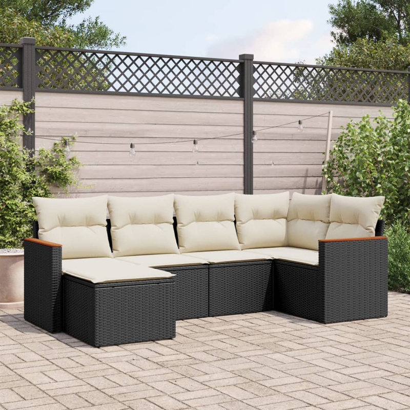 Ensemble de canapé de jardin Vidaxl noir et blanc crème
