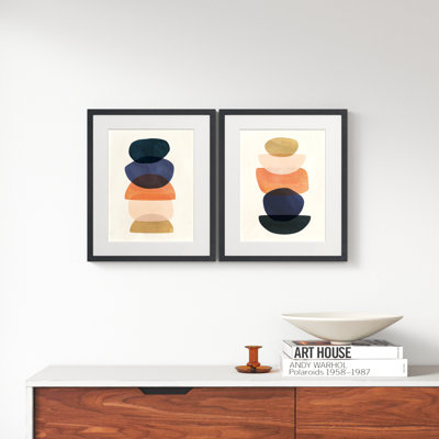 Mod Pods I - Matted and Framed Under Acrylic Glass, Set of 2, Large Living Room Wall Art
