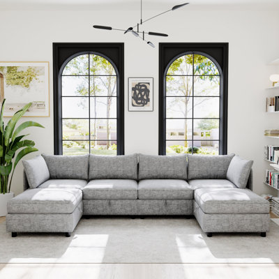 Modular Sectional Sofa, Convertible Sofa Seat With Storage, Sleeper Sectional Sofa Set, Fabric Flexible Modular Combinations For Living Room