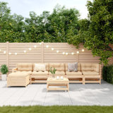7 Piece Garden Lounge Set Solid Wood Pine