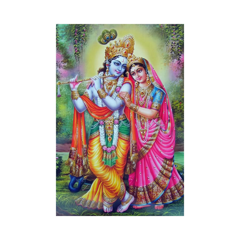 Krishna & Radha Hindu Gods - Print on Canvas, 101.6 cm H x 66.04 cm W x 1.91 cm D, No Frame
