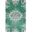 Stone Wash Hand Knotted Wool/Viscose/Cotton Floral Rug in Green/White-1362993685