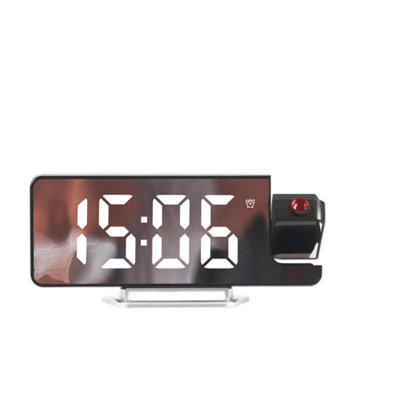 Led Large Screen Mirror Projection Alarm Clock,12/24-Hour Format Switching, And Adjustable Backlight Intensity For Glare-Free Nighttime Operation.