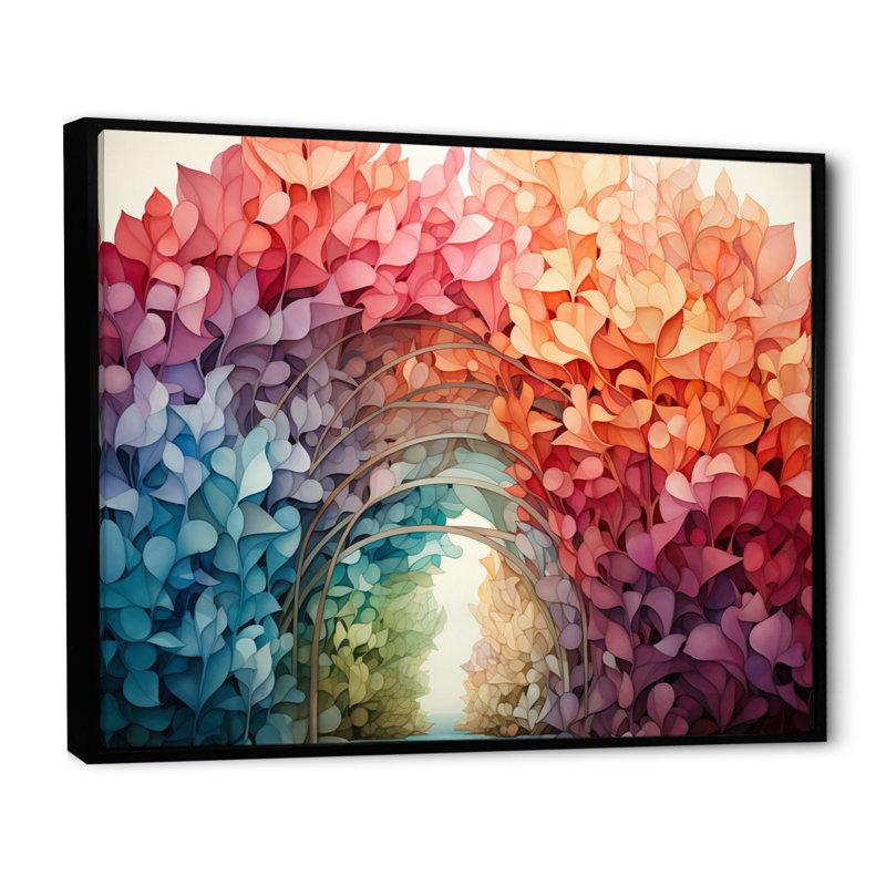 «Abstract Colorful Rainbow Arch I», reproduction d'art sur toile, 16" H x 32" W, Cadre flottant noir