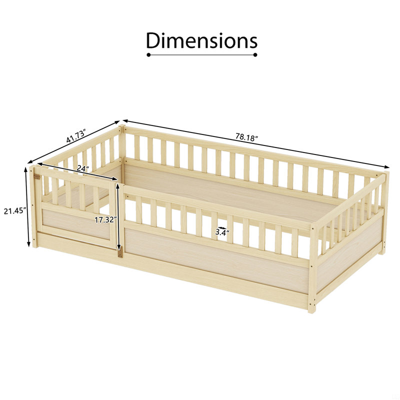 Twin Size Floor Bed, Brown