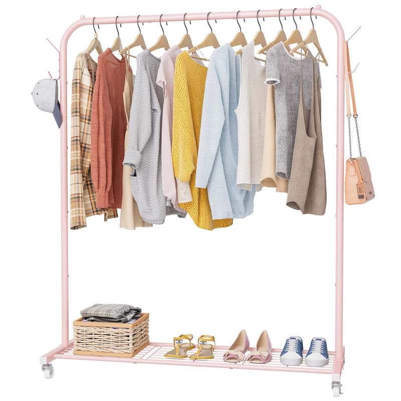 Bonville 100cm Rolling Clothing Rack, Pink