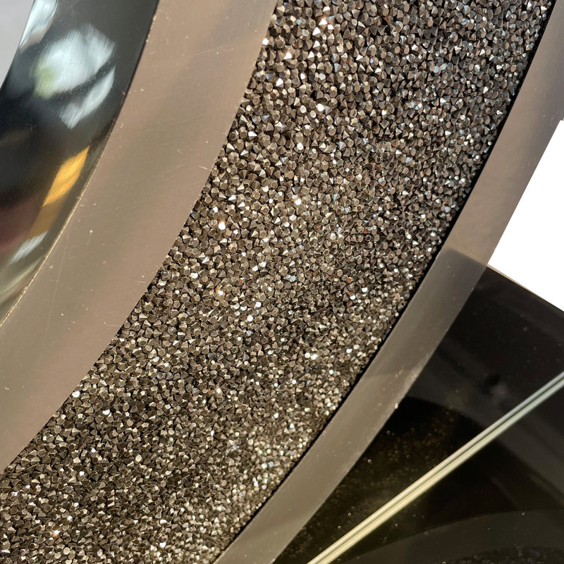 Console, miroir en forme de croissant, diamant concassé pour le salon - noir