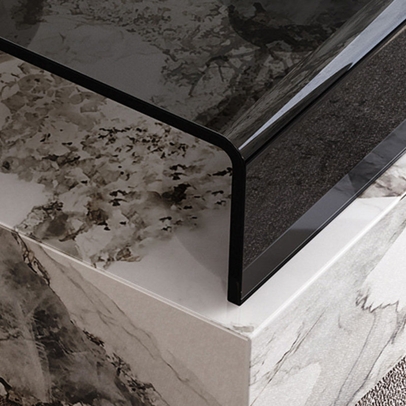 Table basse en ardoise avec rangement ouvert Simplicity, Blanc / noir / gris, H 11,81 po x L 59,05 po x l 29,52 po