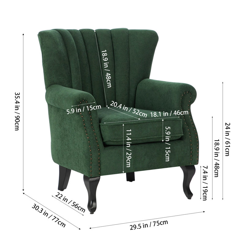 Upholstered Armchair, Green