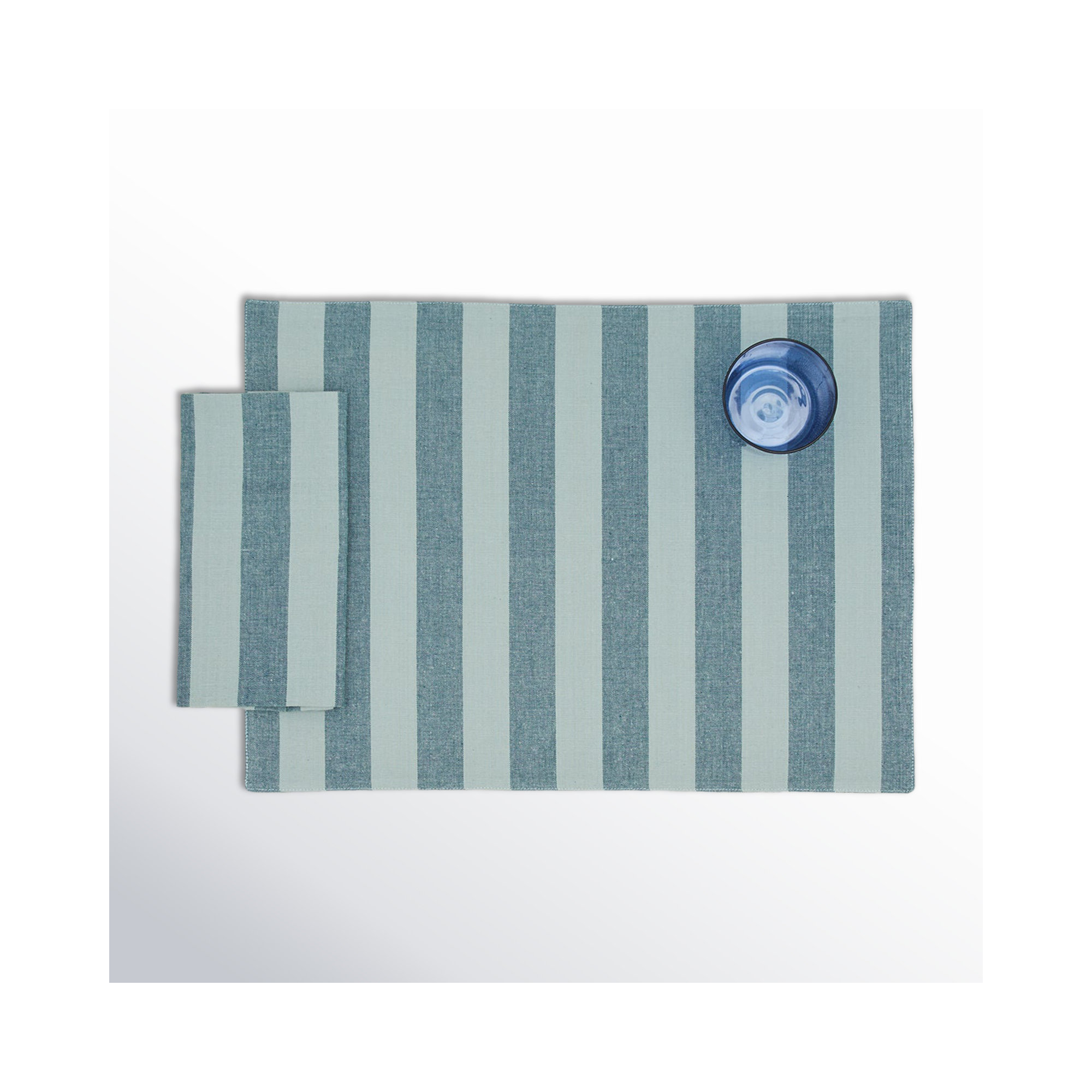 Essential Striped Placemat - Set Of 4, Sky/Peacock