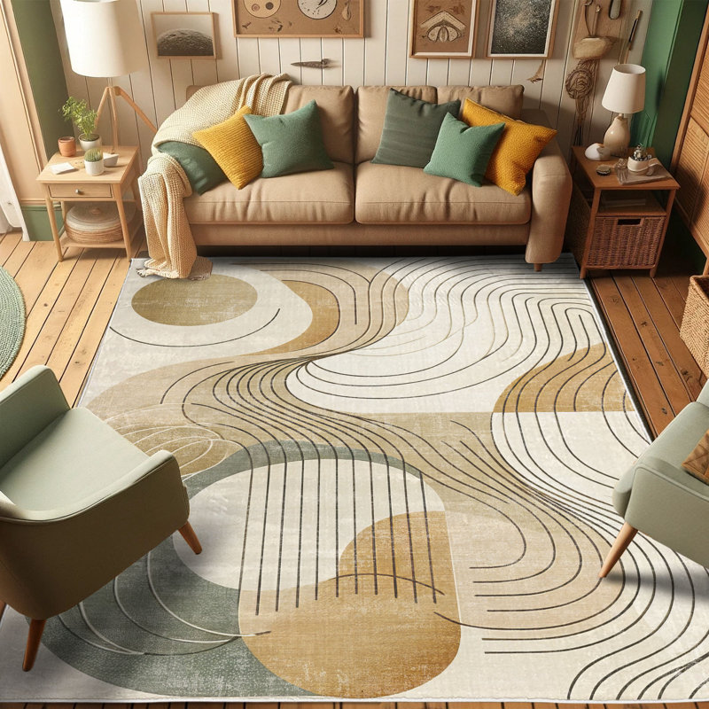 Gray Abstract Synthetic Easy Care Rectangular Area Rug 2' 3" x 3' 9"