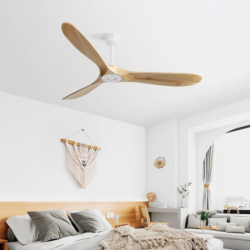 Ventilateur de plafond 60 po Devarious, Blanc, Naturel