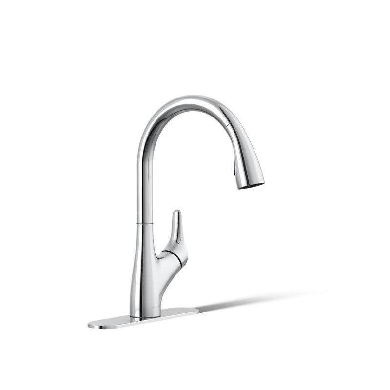 Robinet de cuisine à poignée simple avec douchette à double fonction Rival, Chrome poli