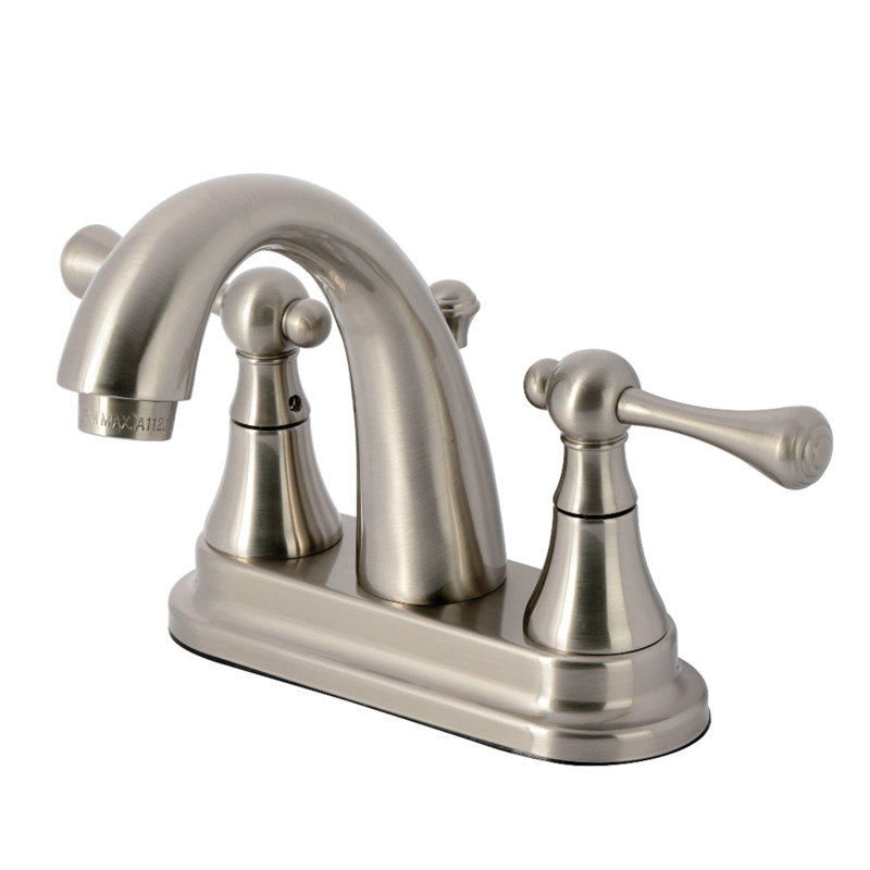 Robinet de salle de bain central à 4 poignées à fixation sur le comptoir à 3 trous Kingston, Brushed Nickel 1