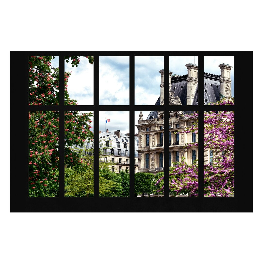 Strukturierte Fototapete Window View of Spring in Paris II