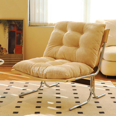 Chaise d'appoint moderne, chaise de salon confortable avec structure en métal chromé, chaises de canapé rembourrées à coussin souple pour bureau à domicile, chambre à coucher, salle à manger