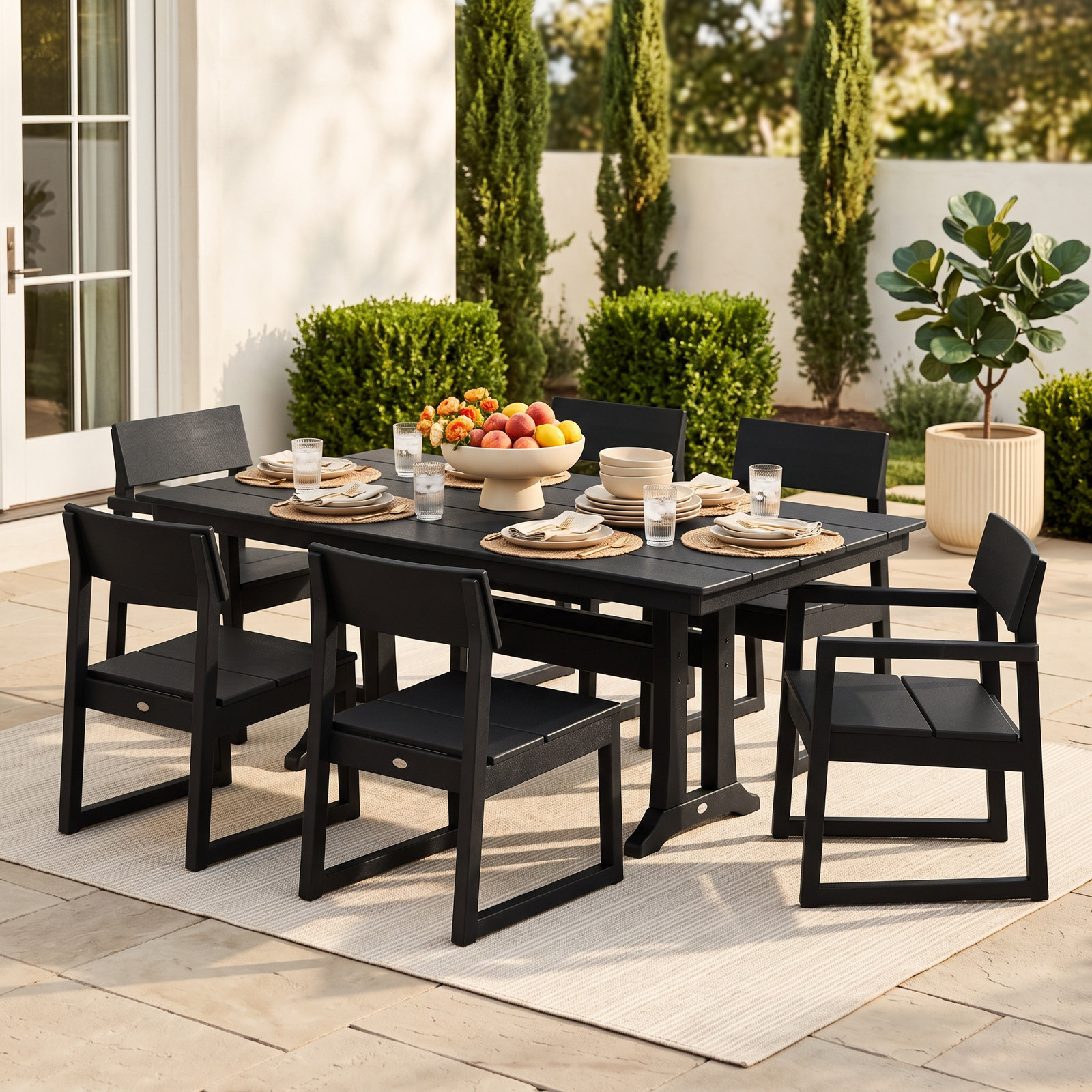 POLYWOOD® Edge 72" Patio Dining Set, Black