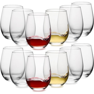 Ensemble de verres à vin sans pied de 12, 18 onces et verres à vin pour la fête, sans plomb, cadeau idéal pour les accessoires pour le vin (transparent)