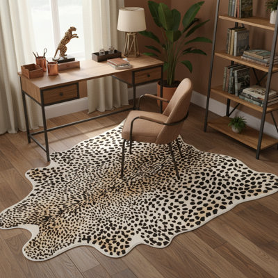 Tapis à imprimé guépard, tapis en fausse fourrure léopard, tapis à poils longs doux pour salon, chambre à coucher, décor de bureau
