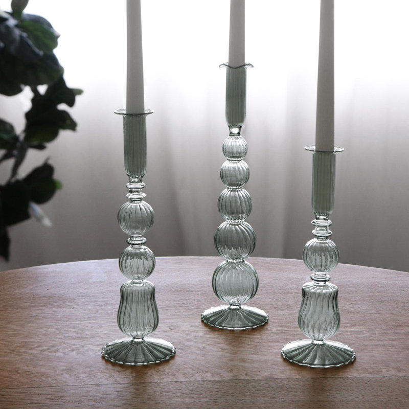 Glass Candlestick, Light Green