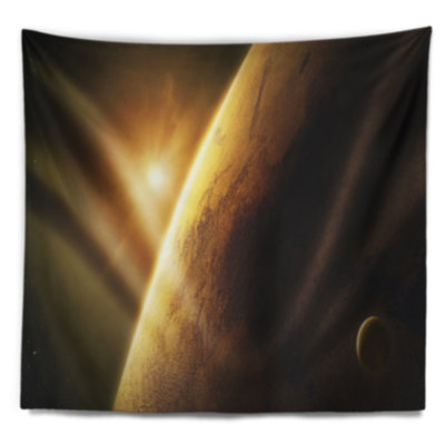 Planète Mars en gros plan avec tapisserie Sunrise