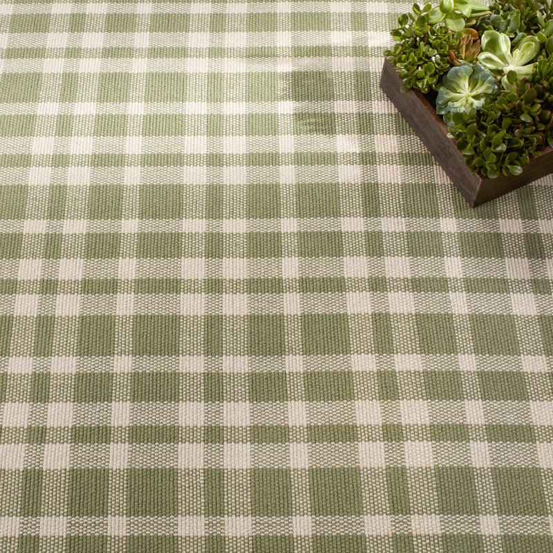 Tapis en coton tissé à la main Tattersall, Rectangle 8 pi 6 po x 11 pi 6 po