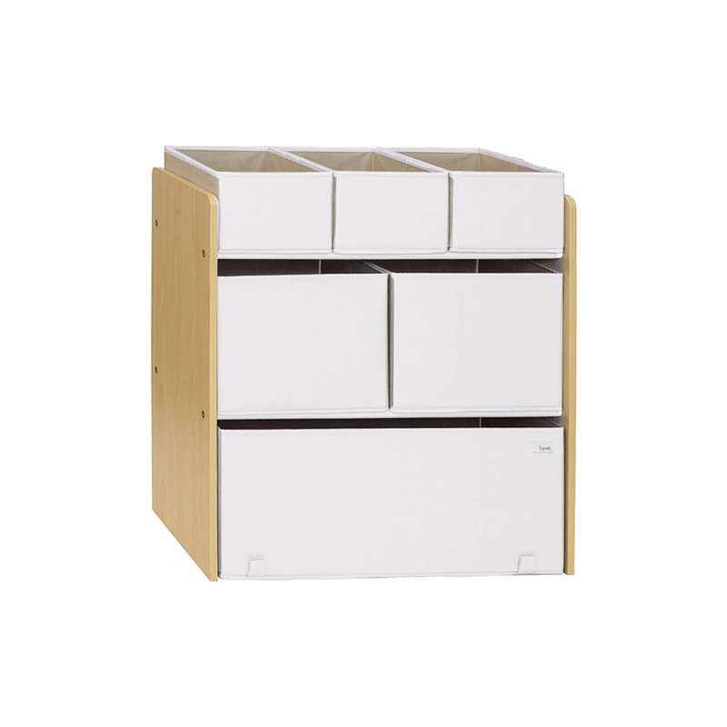 6 Piece Fabric Storage Bin Set, Cream
