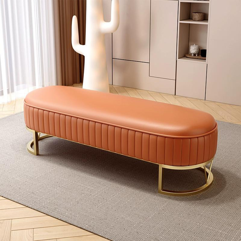 Banc long en cuir orange pour chambre et vestibule orange, H 17,72 po x l 47,24 po x P 16,54 po