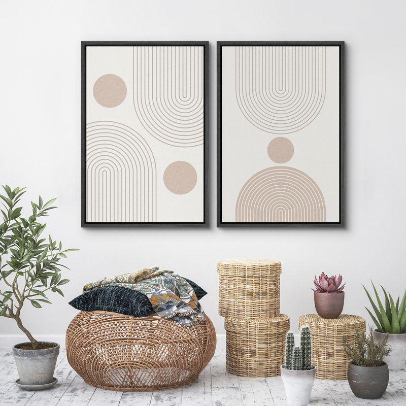 Illustration de Mid-Century moderne boho abstrait neutre, œuvre d'art moderne minimaliste contemporain, Noir