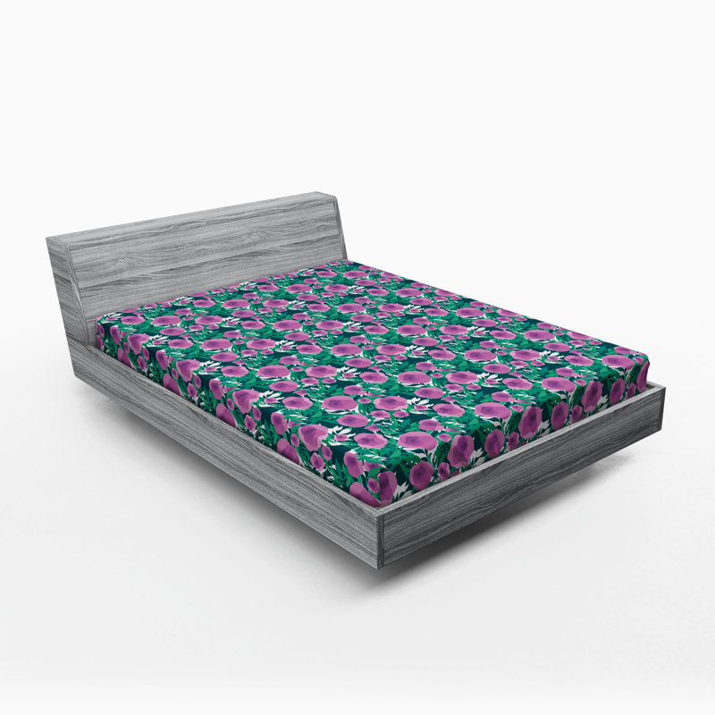 Ladybugs Fitted Sheet, Full Fitted Sheet, Green/Pink Floral