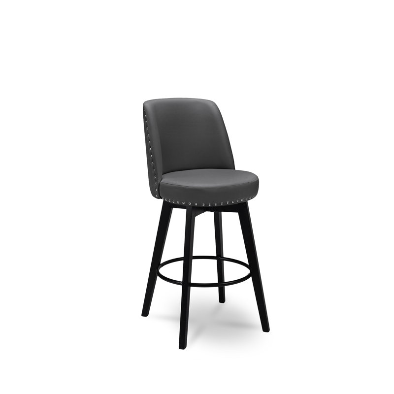 Gustavus Swivel Upholstered Counter Stool, Light Gray, Bar Stool (30” Seat Height)