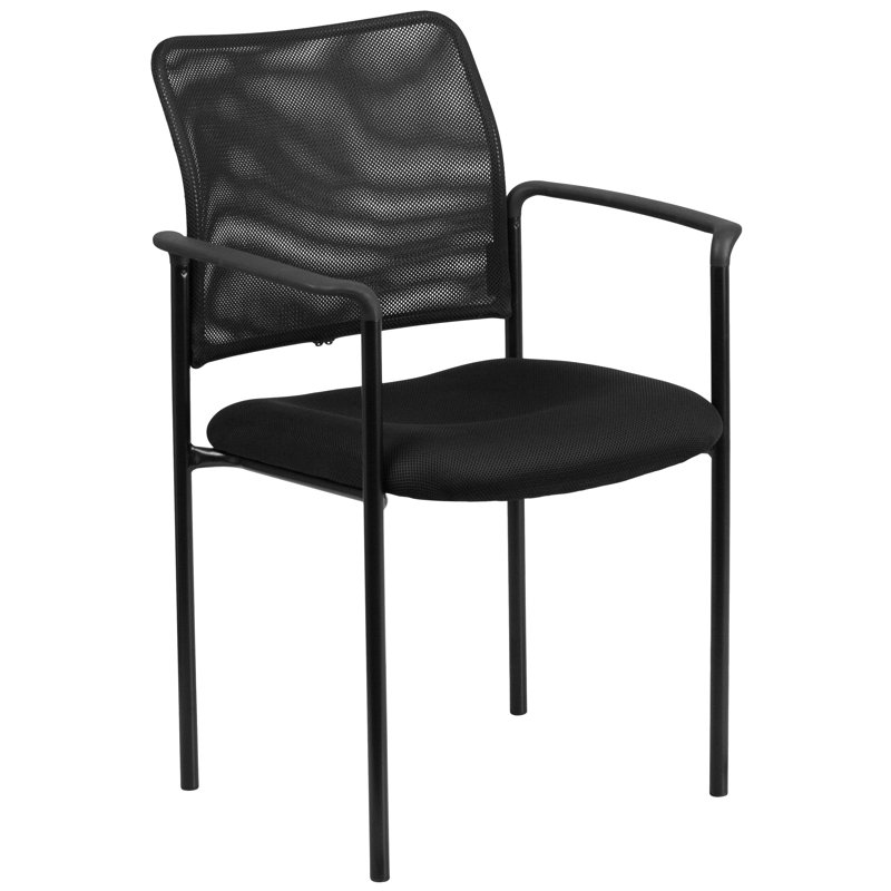 Chaise d'appoint en acier Comfort Mesh, Noir