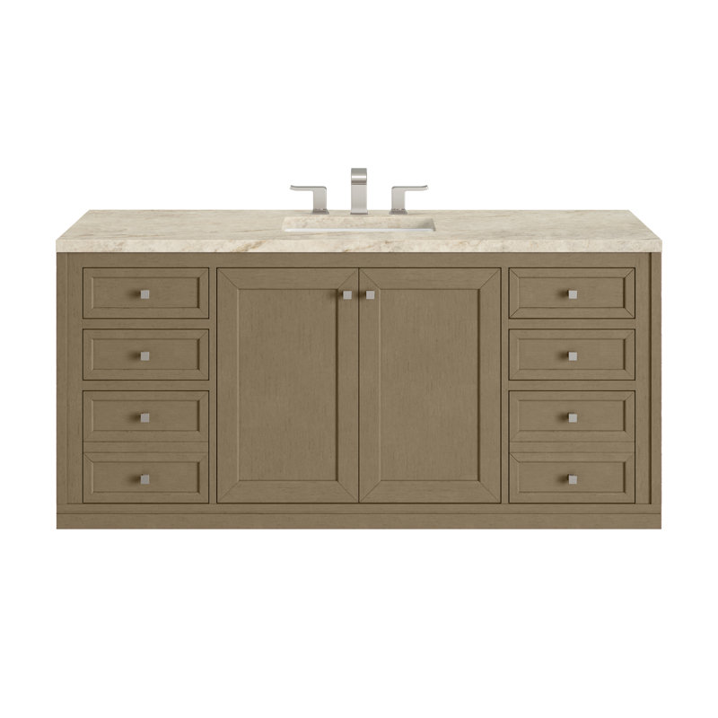 Meuble-lavabo simple 60 po avec chargeur sans fil Freepower Chicago, Walnut Whisper, Tajnar Eclos
